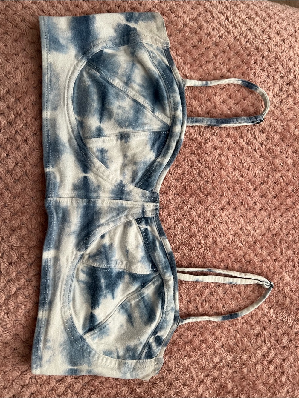 Billabong Blue and White Tie-Dye Cropped Bralette